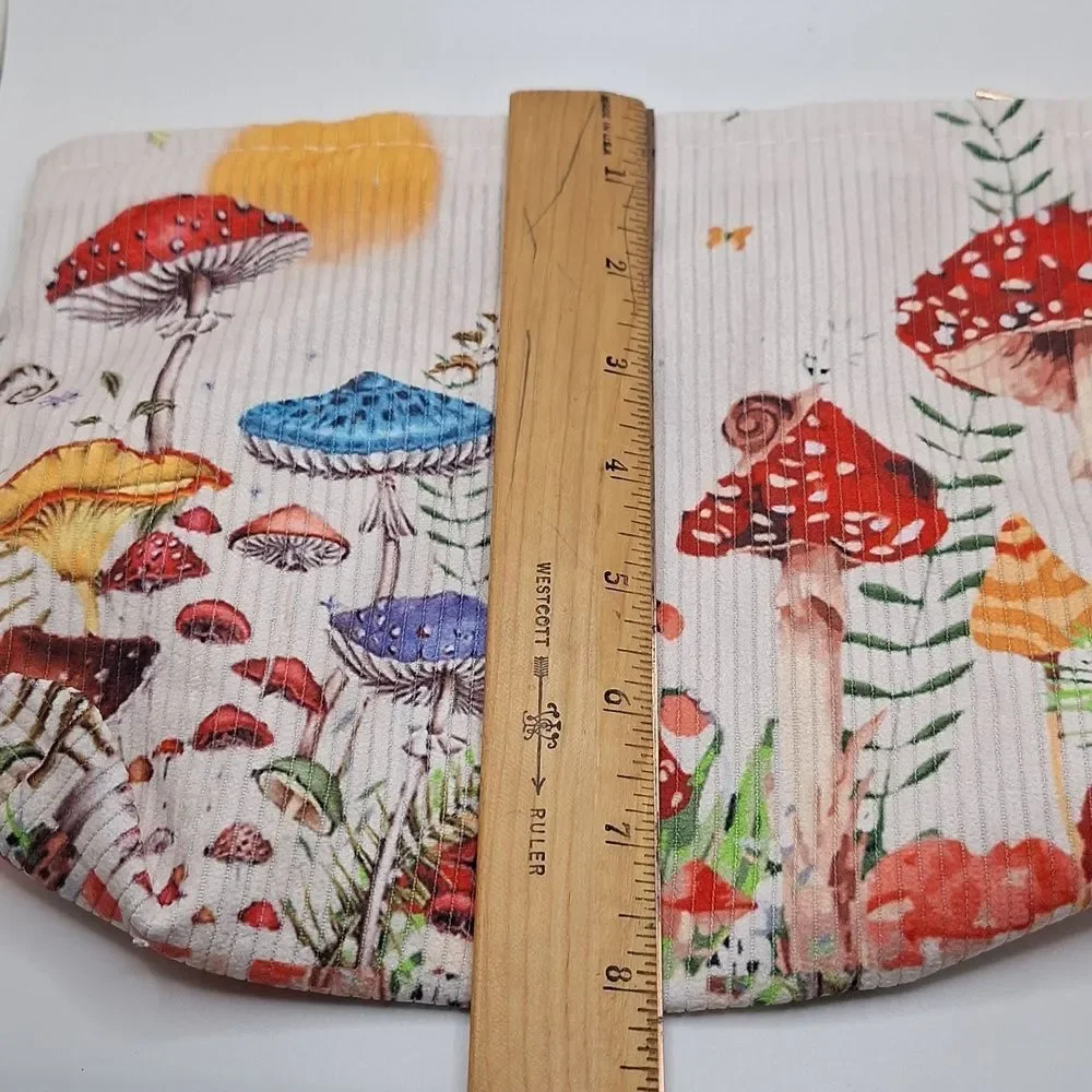 Mushroom corduroy cosmetic case makeup bag travel pouch